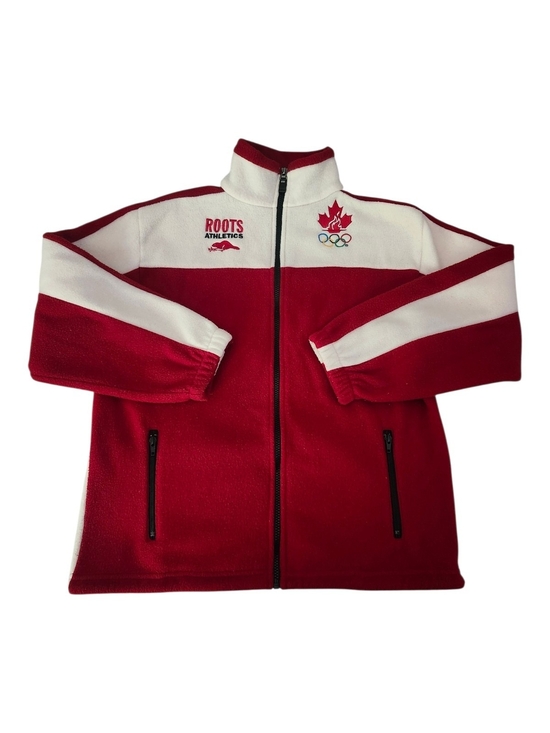 Roots Other - Roots Red and White Canada Athletic Zip Fleece Jacket